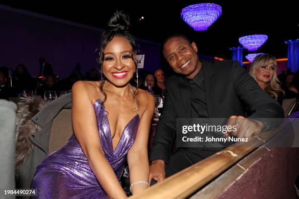 Janell Snowden and Doug E. Fresh attend the Pre-GRAMMY Gala & GRAMMY Salute to Industry Icons Honoring Jon Platt at The Beverly Hilton on February...