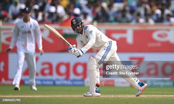 India batsman Shubman Gill picks up some runs during day three of the 2nd Test Match between India and England at ACA-VDCA Stadium on February 04,...