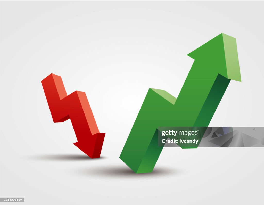 Negative Rise Arrows Of Decline And Rise High-Res Vector Graphic - Getty Images