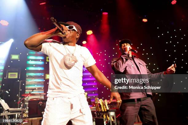 Flavor Flav and Chuck D of Public Enemy perform onstage during the Pre-GRAMMY Gala & GRAMMY Salute to Industry Icons Honoring Jon Platt at The...