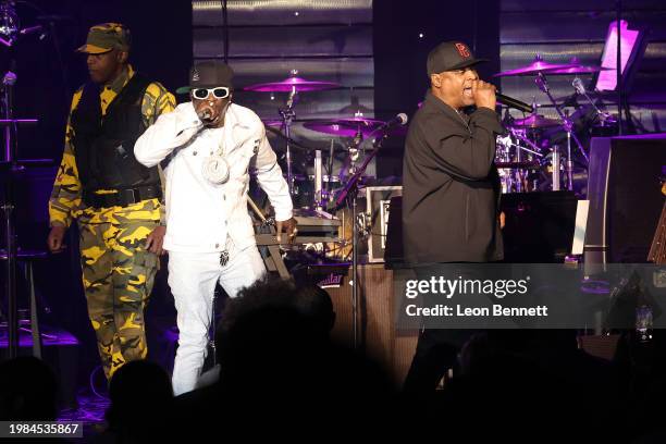 Chuck D and Flavor Flav of Public Enemy perform onstage during the Pre-GRAMMY Gala & GRAMMY Salute to Industry Icons Honoring Jon Platt at The...