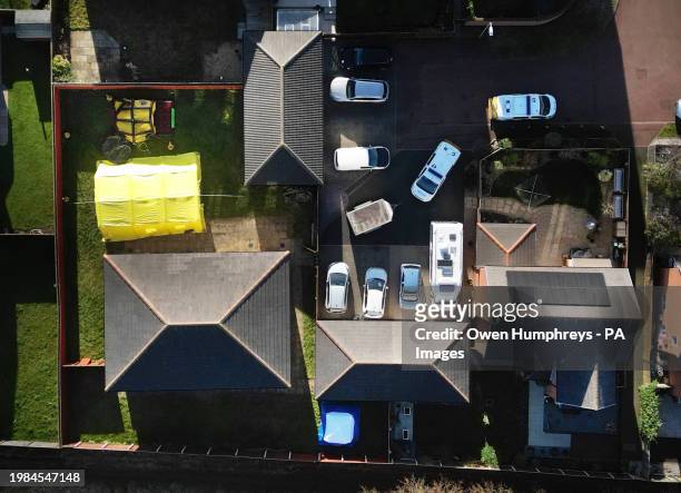 Police tents at the scene of an investigation at Brading Court in Ingleby Barwick, Teesside, following the discovery of an "unknown substance"....