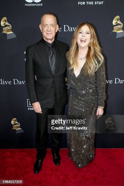 Tom Hanks and Rita Wilson attend the 66th GRAMMY Awards Pre-GRAMMY Gala & GRAMMY Salute To Industry Icons Honoring Jon Platt at The Beverly Hilton on...