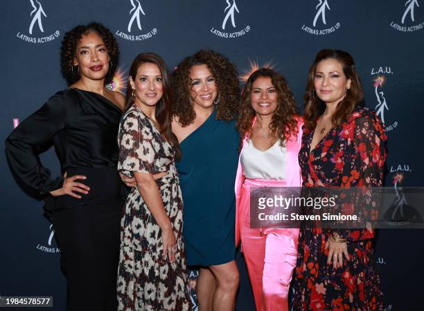 Gina Torres, Angelique Cabral, Diana Maria Riva, Lisa Vidal and Constance Marie attend Latinas Acting Up Winter Soiree official launch party at The...