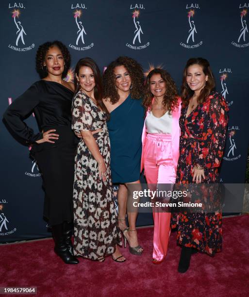 Gina Torres, Angelique Cabral, Diana Maria Riva, Lisa Vidal and Constance Marie attend Latinas Acting Up Winter Soiree official launch party at The...