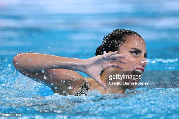 Vasiliki Alexandri of Team Austria competes in the Women's Solo Free Preliminaries on day three of the Doha 2024 World Aquatics Championships at...