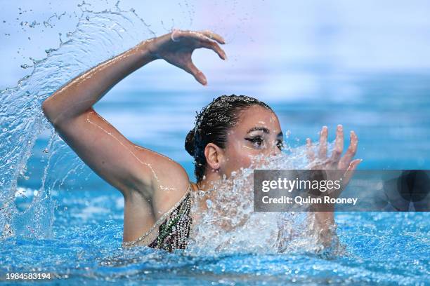 Vasiliki Alexandri of Team Austria competes in the Women's Solo Free Preliminaries on day three of the Doha 2024 World Aquatics Championships at...