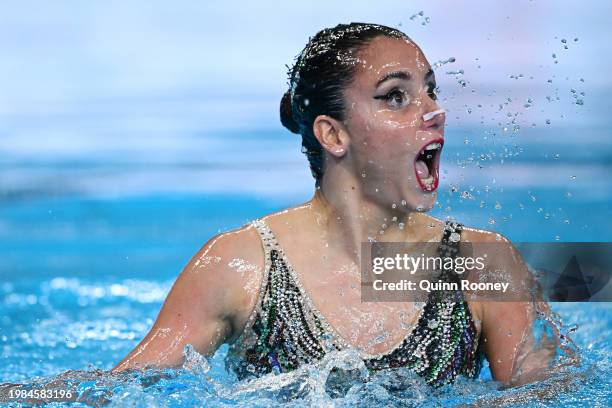 Vasiliki Alexandri of Team Austria competes in the Women's Solo Free Preliminaries on day three of the Doha 2024 World Aquatics Championships at...