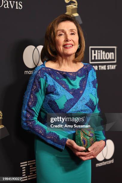 Nancy Pelosi attends the 66th GRAMMY Awards Pre-GRAMMY Gala & GRAMMY Salute to Industry Icons Honoring Jon Platt at The Beverly Hilton on February...