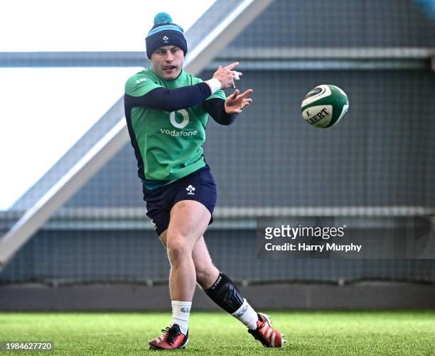 Dublin , Ireland - 7 February 2024; Craig Casey during an Ireland Rugby squad training session at the IRFU High Performance Centre at the Sport...