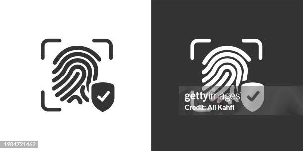 fingerprint access icon. solid icon that can be applied anywhere, simple, pixel perfect and modern style. - face recognition technology stock illustrations