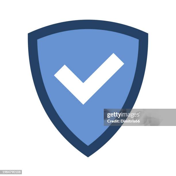 security icon - shield with check mark - durability stock illustrations