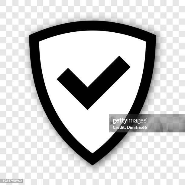 ilustraciones, imágenes clip art, dibujos animados e iconos de stock de icono de seguridad: escudo con marca de verificación - durabilidad
