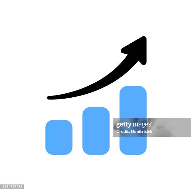 ilustraciones, imágenes clip art, dibujos animados e iconos de stock de icono de palabras ascendentes de movimiento de gráficos - gráfico de barras