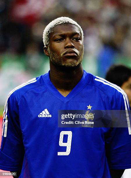 Djibril Cisse of France during the team line-up before the International friendly match between France and Egypt on April 30, 2003 at The Stade de...