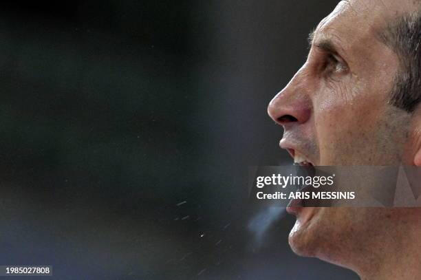 Russia's coach David Blatt shouts to his players during a 2009 European championship qualifying round, group E, basketball game against F.Y.R. Of...