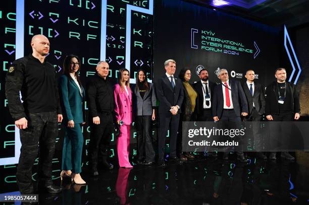 Participants attend 'Kyiv international cyber resilience forum 2024. Resilience at the Cyber War' in Kyiv, Ukraine, on February 07, 2024. The forum...