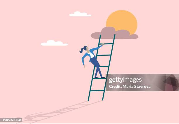 illustrazioni stock, clip art, cartoni animati e icone di tendenza di fare piccoli passi e sii paziente per grandi risultati concetto di persona minuscola. perseveranza e impegno quotidiano per il target e l'obiettivo. - lentezza