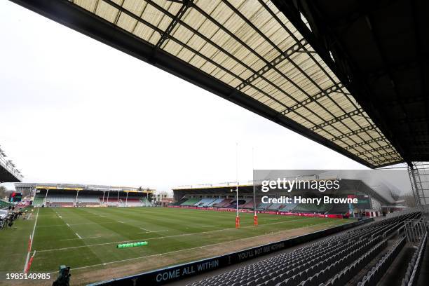 General view inside the stadium prior to the Allianz Premiership Women's Rugby match between Harlequins and Sale Sharks at Twickenham Stoop on...