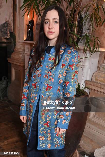 Angelica Jopling attends the launch of Sanderson by Giles Deacon at Sessions Art Club on February 7, 2024 in London, England.