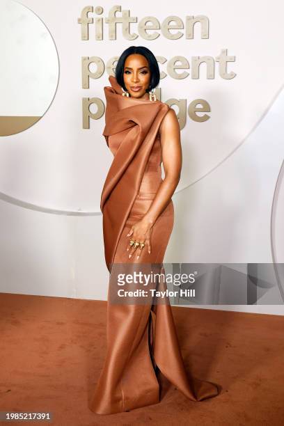 Kelly Rowland attends the 2024 Fifteen Percent Pledge Gala at Paramount Studios on February 03, 2024 in Los Angeles, California.