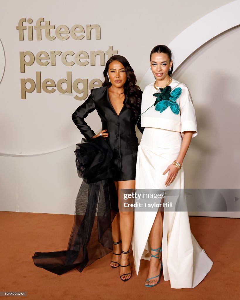 Emma Grede and Aurora James attend the 2024 Fifteen Percent Pledge