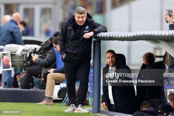 Walter Mazzarri SSC Napoli head coach and his vice Nicolò Frustalupi during the Serie A TIM match between SSC Napoli and Hellas Verona FC at Stadio...