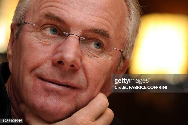 Ivory Coast team coach Sven-Goran Eriksson of Sweden gestures during a press conference on May 20, 2010 in Montreux, Switzerland, ahead of the FIFA...