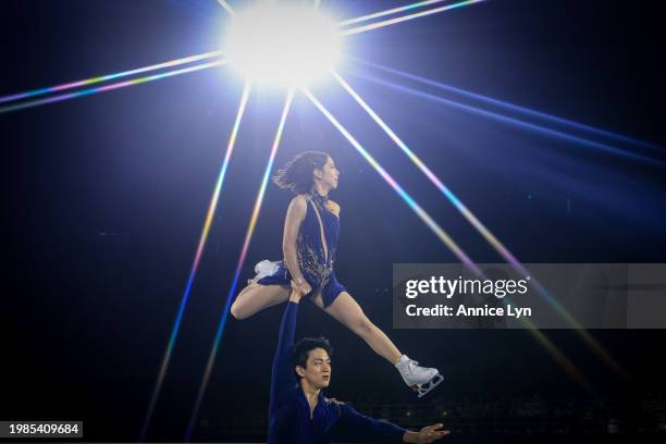 Riku Miura and Ryuichi Kihara of Japan performs during Gala Exhibition on day four of the ISU Four Continents Figure Skating Championships at...