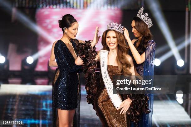 Saruda Panyakham, is crowned Miss Tiffany on February 04, 2024 in Pattaya, Thailand. Thailand hosts the 25th annual Miss Tiffany's Universe, a...