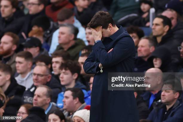 Mauricio Pochettino, Manager of Chelsea, reacts after Rayan Ait-Nouri of Wolverhampton Wanderers scored their sides second goal during the Premier...