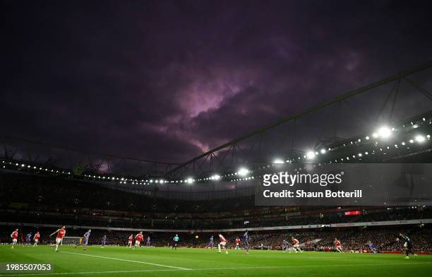 General view of play during the Premier League match between Arsenal FC and Liverpool FC at Emirates Stadium on February 04, 2024 in London, England.