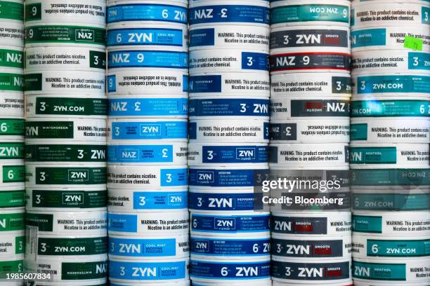 Zyn smokeless nicotine pouch containers for sale in the Brooklyn borough of New York, US, on Tuesday, Feb. 6, 2024. Philip Morris International Inc....