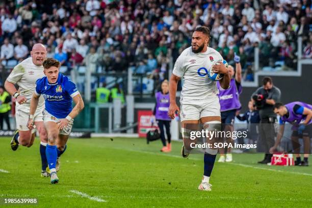 Chandler Cunningham-South of England seen in action during the Guinness Six Nations 2024 match between Italy and England at the Olympic Stadium....