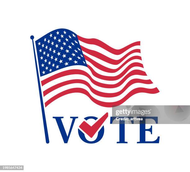 stockillustraties, clipart, cartoons en iconen met vote for united states presidential election - american flag
