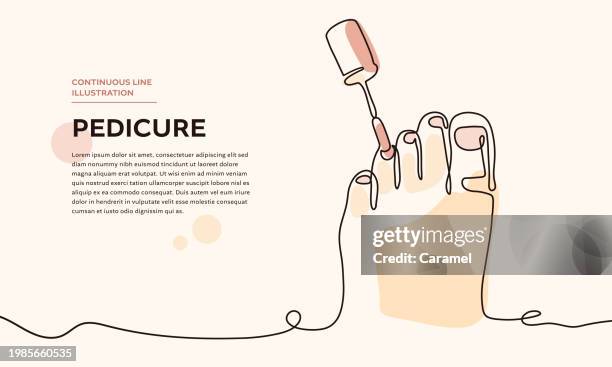 pedicure continuous line icon - single line drawing woman stock illustrations