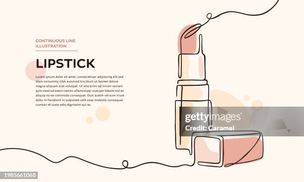 lippenstift-symbol mit durchgehender linie - schminkpalette kosmetikartikel stock-grafiken, -clipart, -cartoons und -symbole