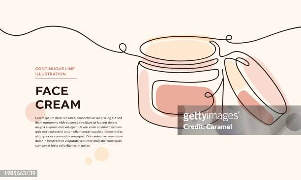 face cream continuous line icon - anti aging stock illustrations