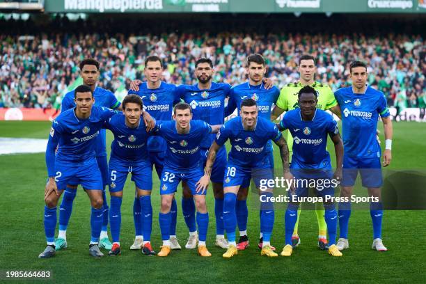 Formation of Getafe FC poses for photo during the Spanish league, La Liga EA Sports, football match played between Real Betis and Getafe CF at Benito...