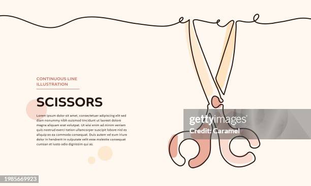 scissors continuous line icon - paper scissors stock illustrations