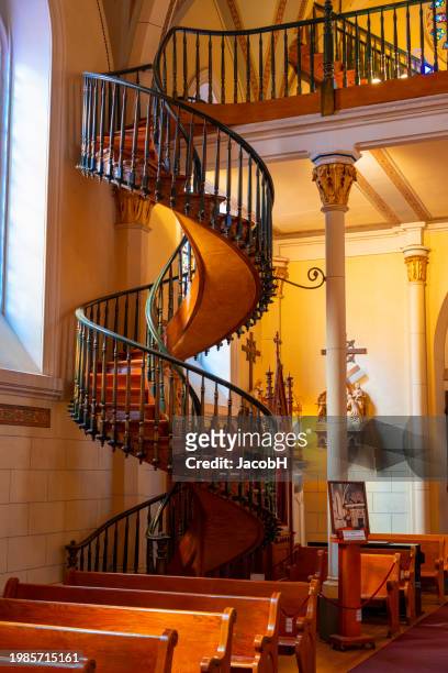 loretto chapel with the "miraculous staircase" in santa fe, new mexico, usa - loretto chapel stock pictures, royalty-free photos & images
