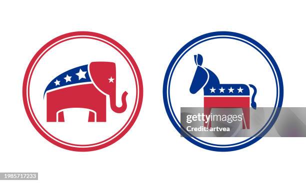 Elephant And Donkey Icon Set, 照片檔