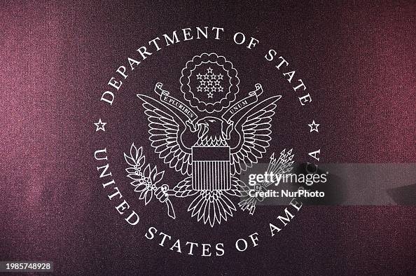 The United States Department of State seal logo is being displayed at ...
