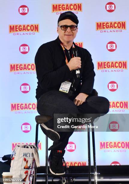 Alan Tudyk speaks during a Q&A session at MegaCon Orlando 2024 at Orange County Convention Center on February 04, 2024 in Orlando, Florida.