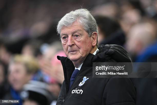 Crystal Palace manager Roy Hodgson looks on ahead of the Premier League match between Brighton & Hove Albion and Crystal Palace at American Express...