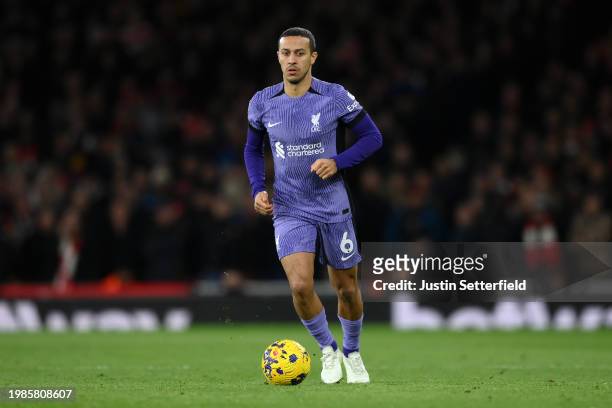 Thiago Alcantara of Liverpool during the Premier League match between Arsenal FC and Liverpool FC at Emirates Stadium on February 04, 2024 in London,...
