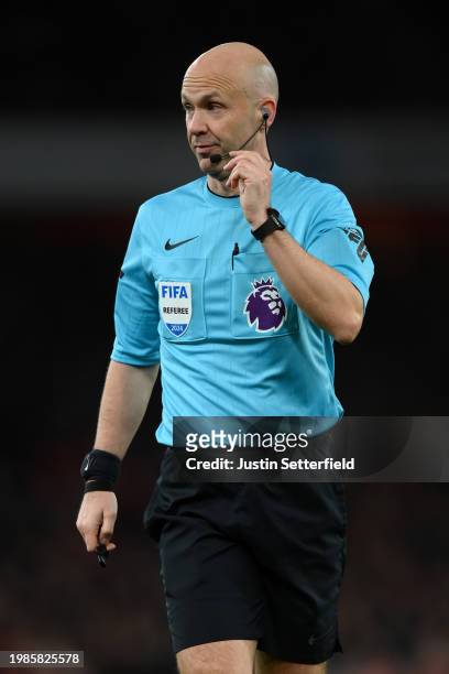 Referee, Anthony Taylor during the Premier League match between Arsenal FC and Liverpool FC at Emirates Stadium on February 04, 2024 in London,...