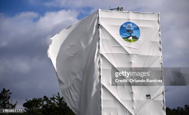 During the delayed final round start of the AT&T Pebble Beach Pro-Am at Pebble Beach Golf Links on February 04, 2024 in Pebble Beach, California.