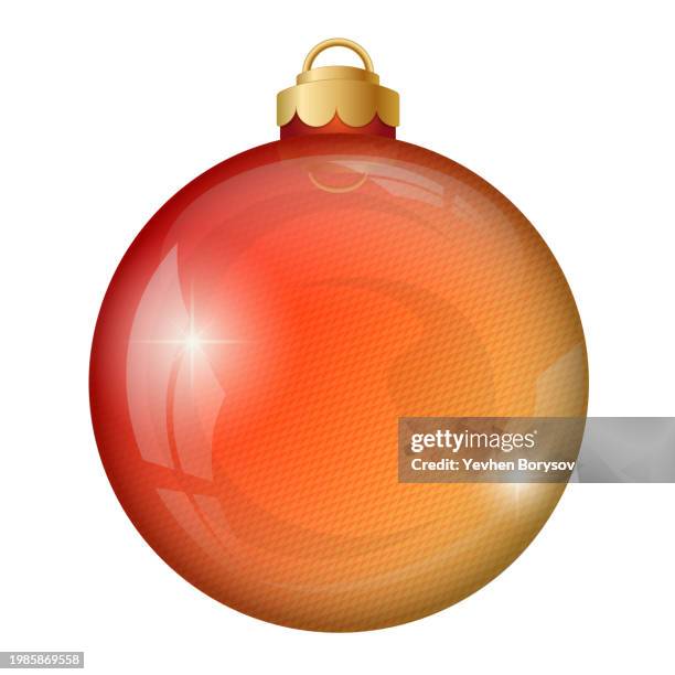 christmas tree ball of red orange color for christmas holiday - christmas bauble icon stock pictures, royalty-free photos & images