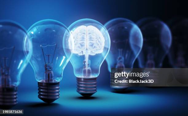 domination de l’intelligence artificielle - concept d’idée de cerveau d’ampoule - idée photos et images de collection